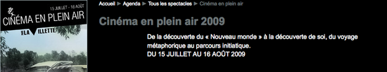 Parc de la Villette | Cinéma en plein air 2009